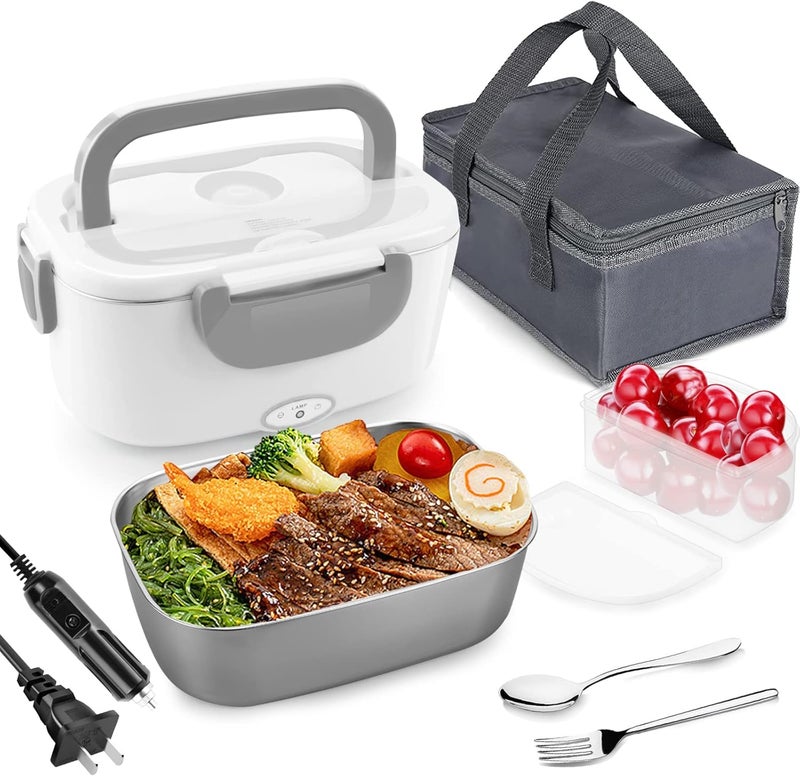 FVW Electric Lunch Box Food Heater, 3 in 1 Portable Food Warmer Lunch Box for Car & Home, Leak Proof, Lunch Heating Microwave with 304 Stainless Steel Container 1.5 L, 110V/12V/24V - Image 1